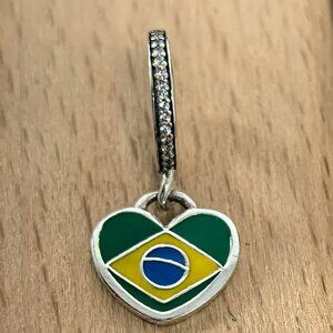 Pandora Brazil Flag Exclusive Charm, S925 Silver Bracelets
